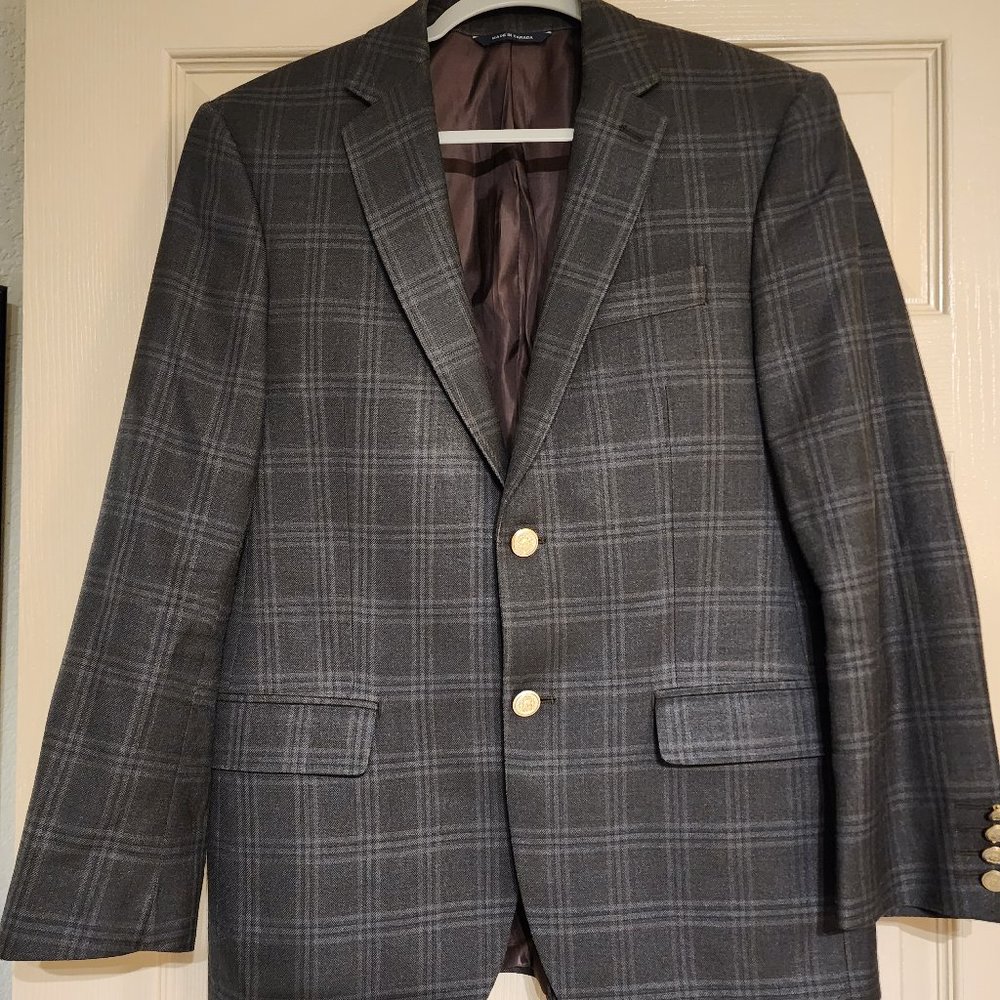 Ralph Lauren Blazer Brown Plaid 38S 100% Wool